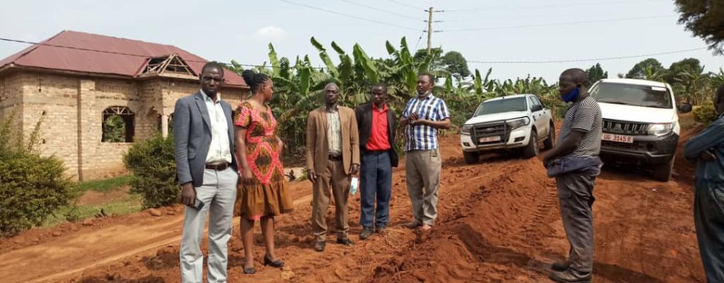 The District Engineer and the District Chairperson monitoring the routine Maintenance work of Butenga - Buyoga Road The District Engineer and the District Chairperson monitoring the routine Maintenance work of Butenga - Buyoga Road